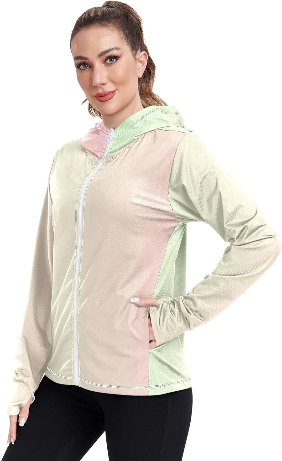 Black Red Gradient Womens Sun Protection Shirts UPF 50  Sun Protection Hoodie Jacket Women's Hoodie Zip Front Rash Guard