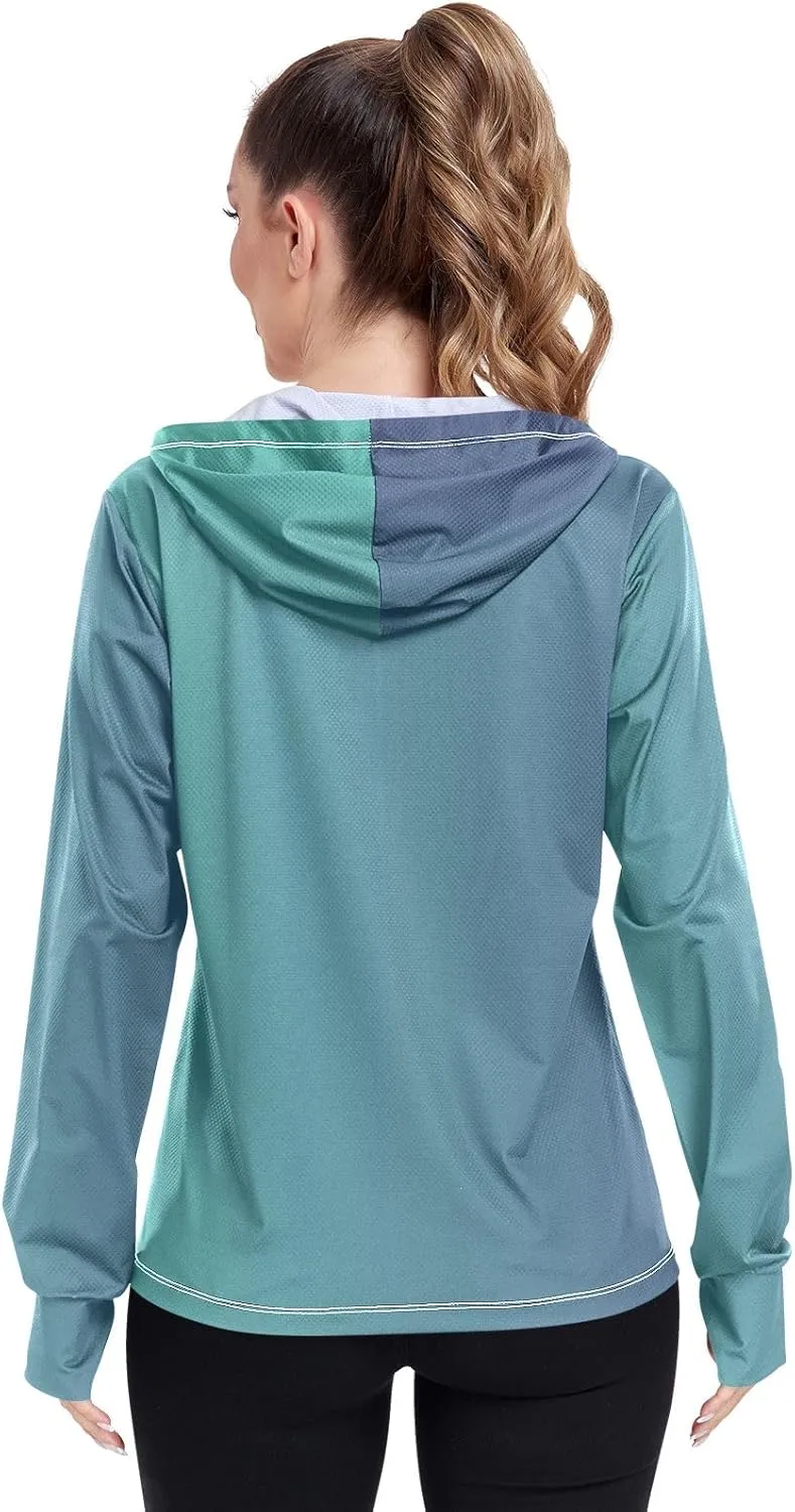 Black Red Gradient Womens Sun Protection Shirts UPF 50  Sun Protection Hoodie Jacket Women's Hoodie Zip Front Rash Guard