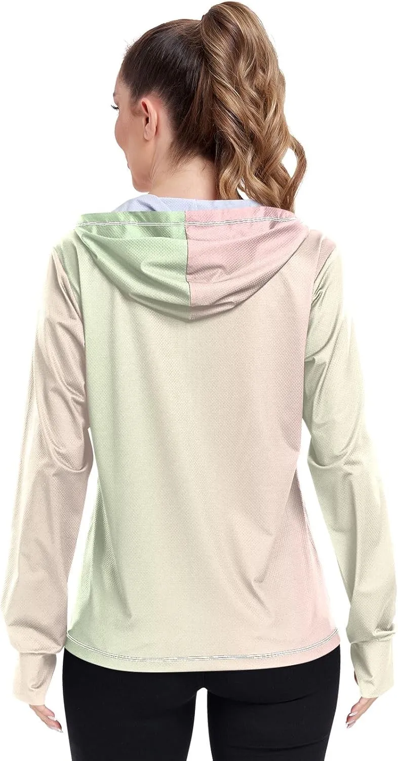 Black Red Gradient Womens Sun Protection Shirts UPF 50  Sun Protection Hoodie Jacket Women's Hoodie Zip Front Rash Guard