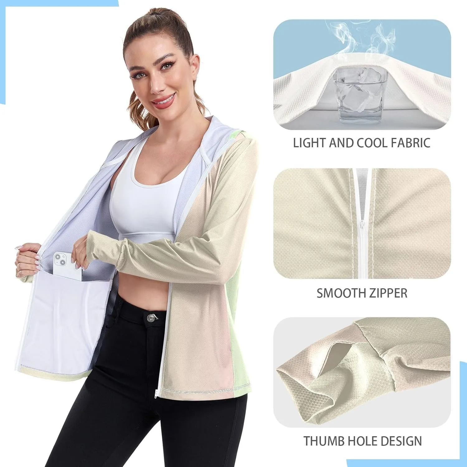 Black Red Gradient Womens Sun Protection Shirts UPF 50  Sun Protection Hoodie Jacket Women's Hoodie Zip Front Rash Guard