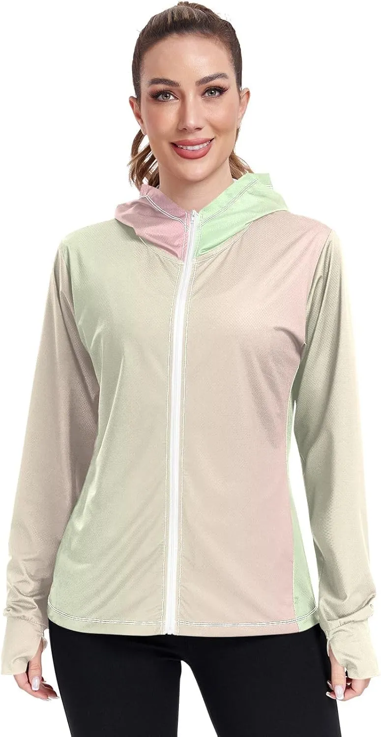 Black Red Gradient Womens Sun Protection Shirts UPF 50  Sun Protection Hoodie Jacket Women's Hoodie Zip Front Rash Guard