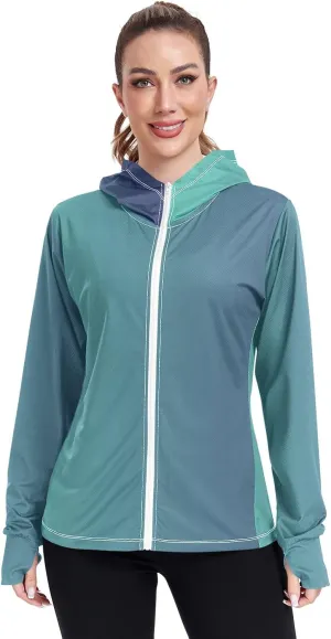 Black Red Gradient Womens Sun Protection Shirts UPF 50  Sun Protection Hoodie Jacket Women's Hoodie Zip Front Rash Guard