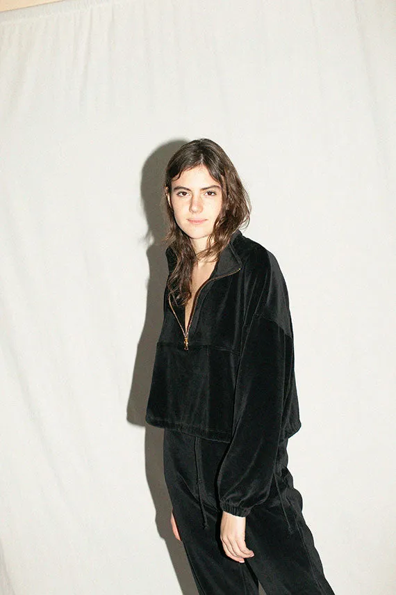 Black Velour Diana Sweatshirt