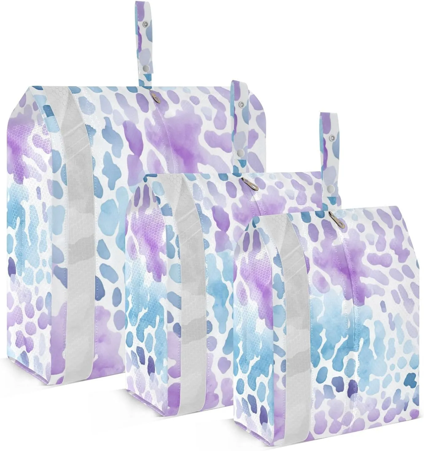 Blue Purple Leopard Packing Cubes for Suitcases 3 Set Compression Lightweight Luggage Packing Organizers for Carry on Suitcase Travel Essentials Luggage Organizer Bags Set