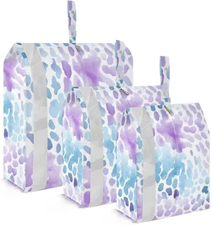 Blue Purple Leopard Packing Cubes for Suitcases 3 Set Compression Lightweight Luggage Packing Organizers for Carry on Suitcase Travel Essentials Luggage Organizer Bags Set