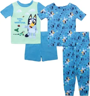 Bluey Baby Boys' 4-Piece Snug-fit Cotton Pajama Set, Soft & Cute for Kids