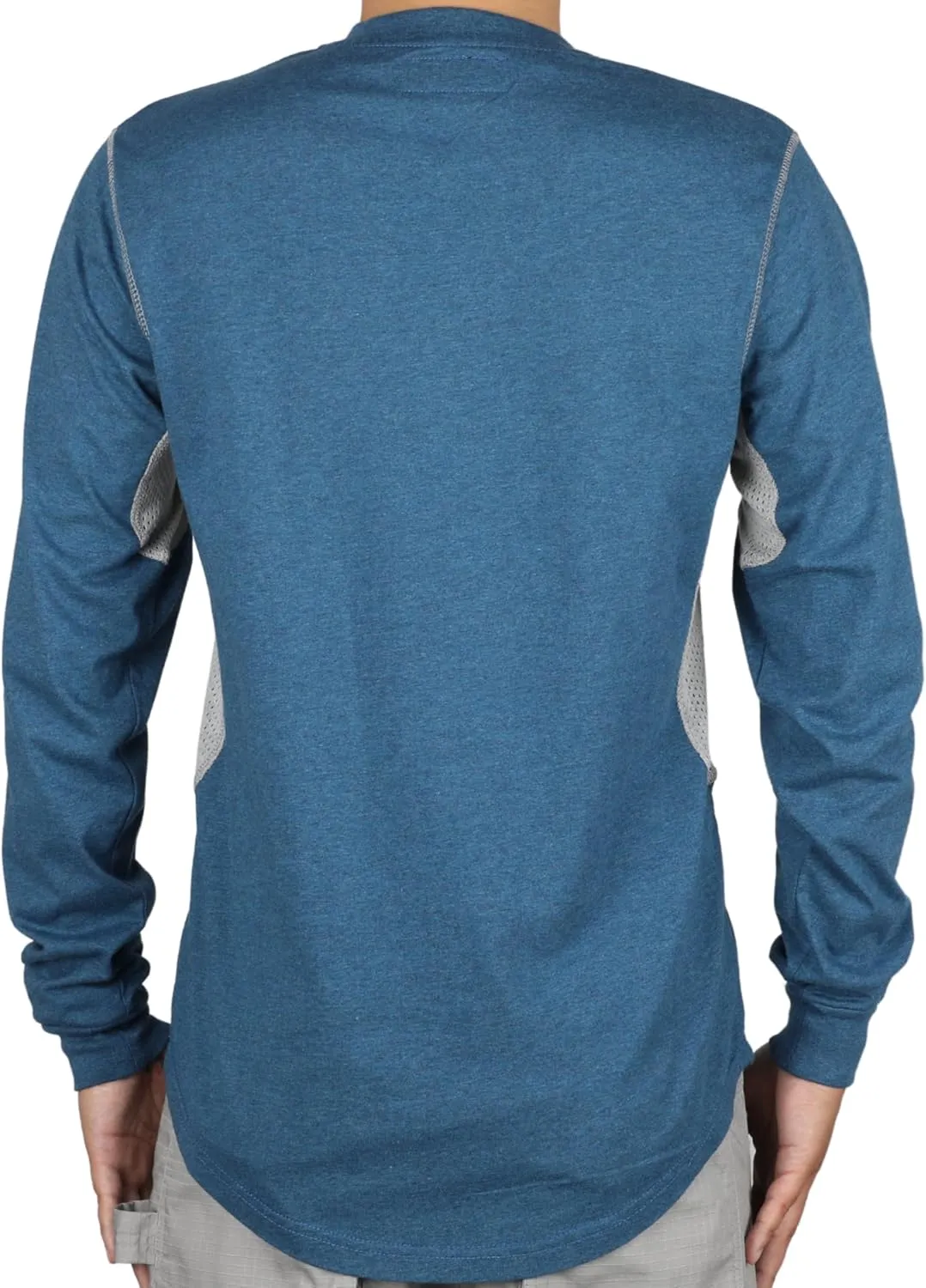 BOCOMAL FR Shirts for Summer Breathable Vented Design 6oz Heather Jersey Flame Resistant Long Sleeve Crew T Shirt