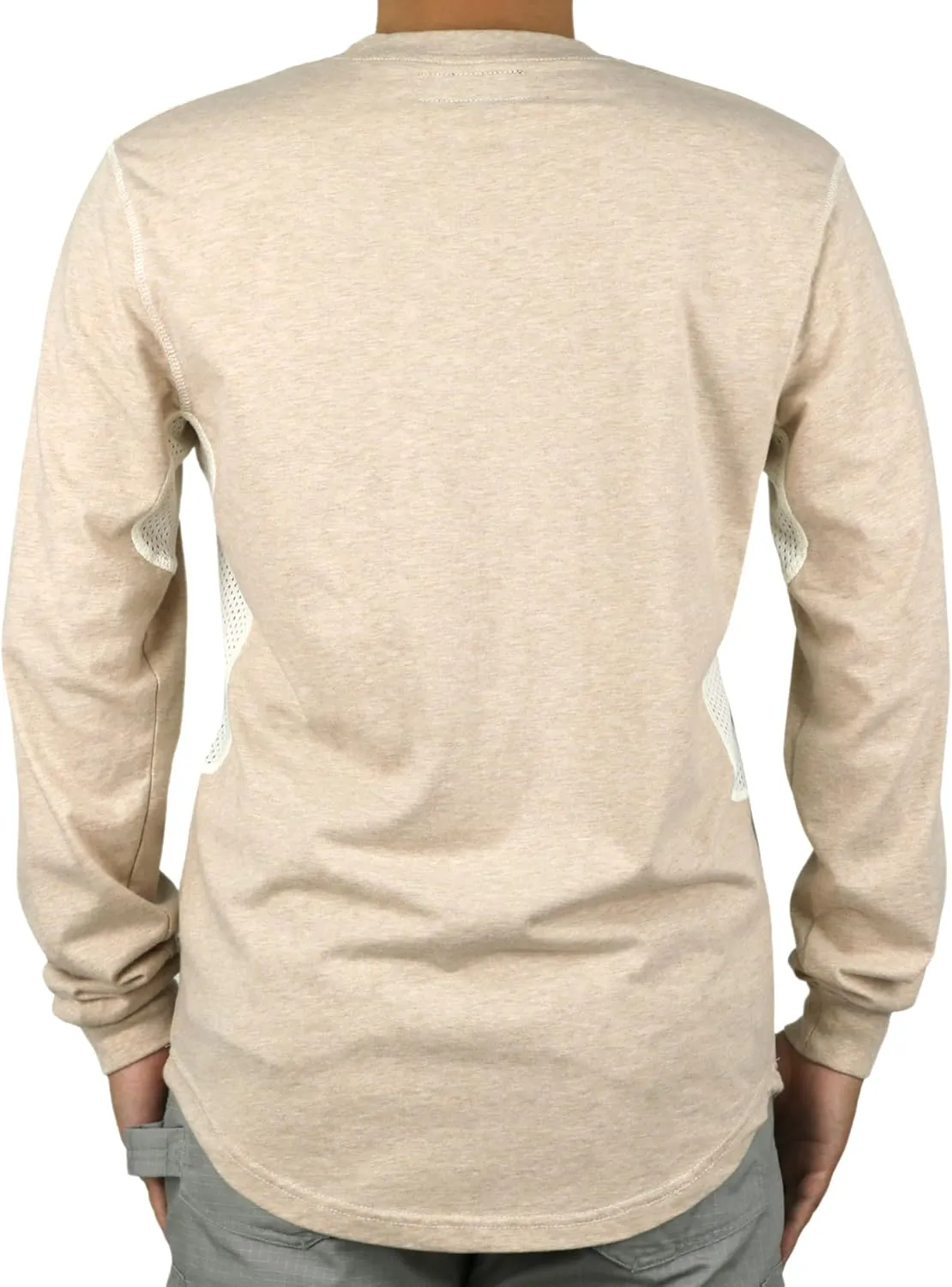 BOCOMAL FR Shirts for Summer Breathable Vented Design 6oz Heather Jersey Flame Resistant Long Sleeve Crew T Shirt