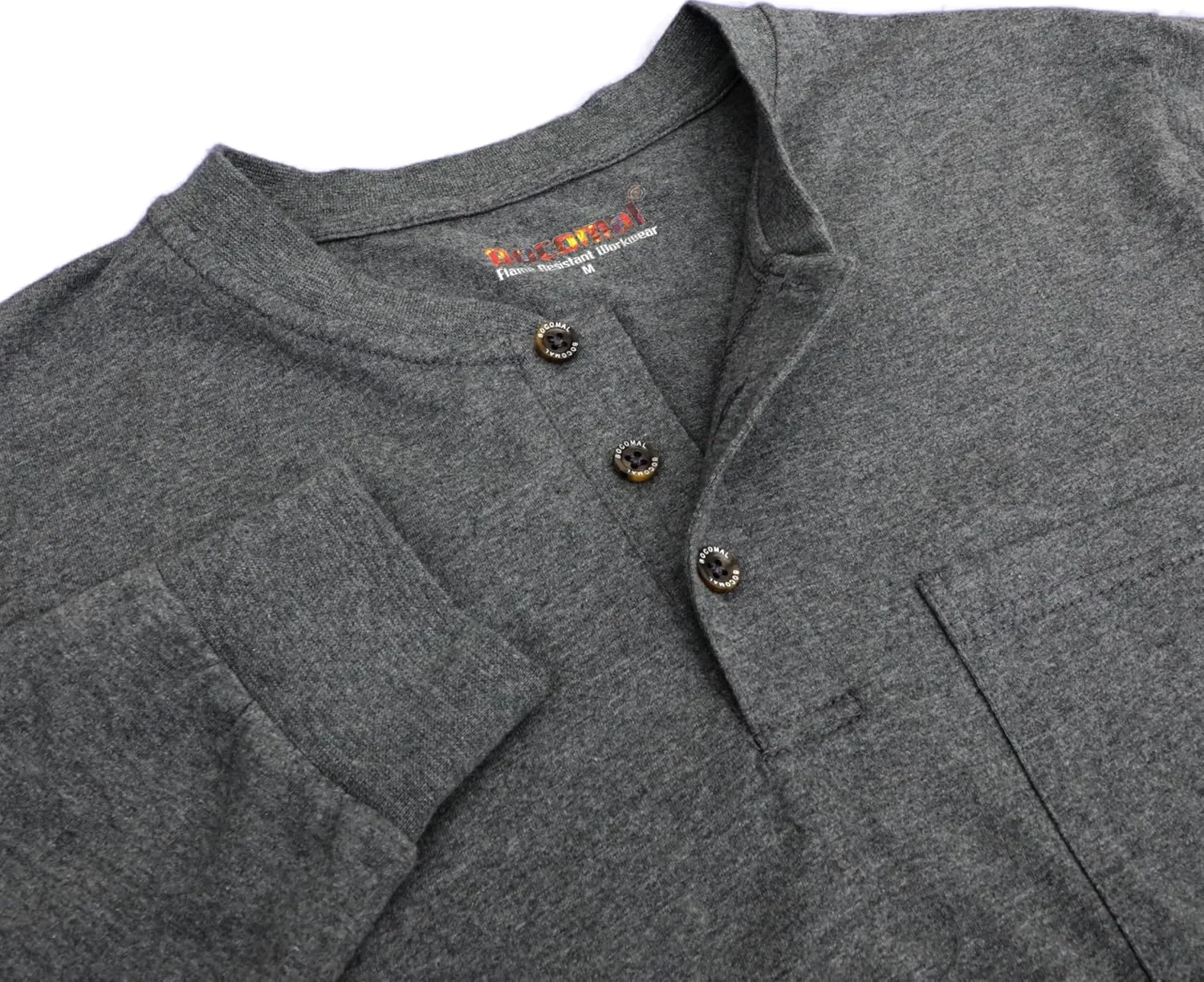 BOCOMAL FR Shirts Summer Vented Mesh Breathable Henley Shirt 5.5oz Flame Resistant CAT2 Work Clothing