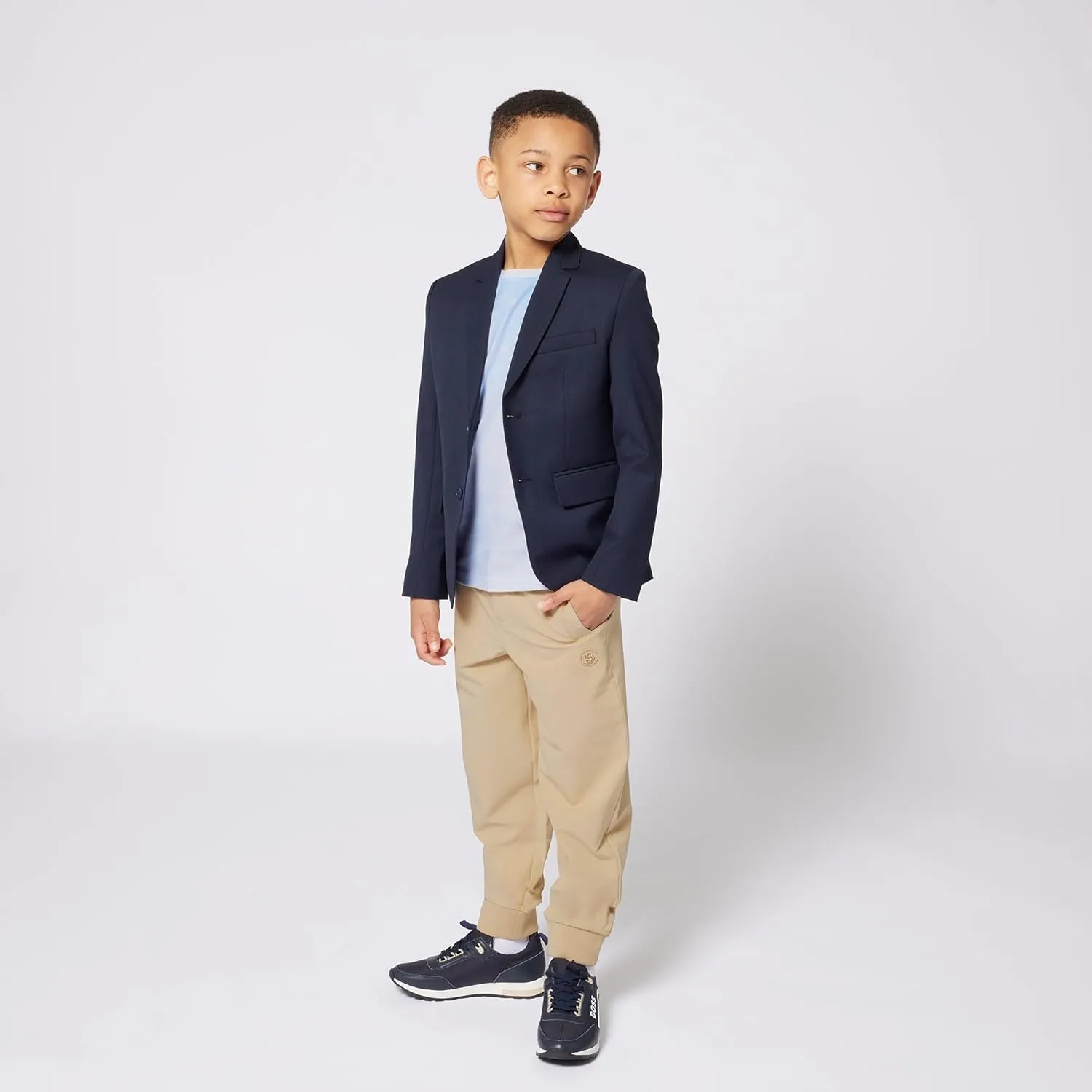 BOSS Boys Short Sleeve Knit Polo Shirt, Soft and Breathable, School Uniform with Striped Collar