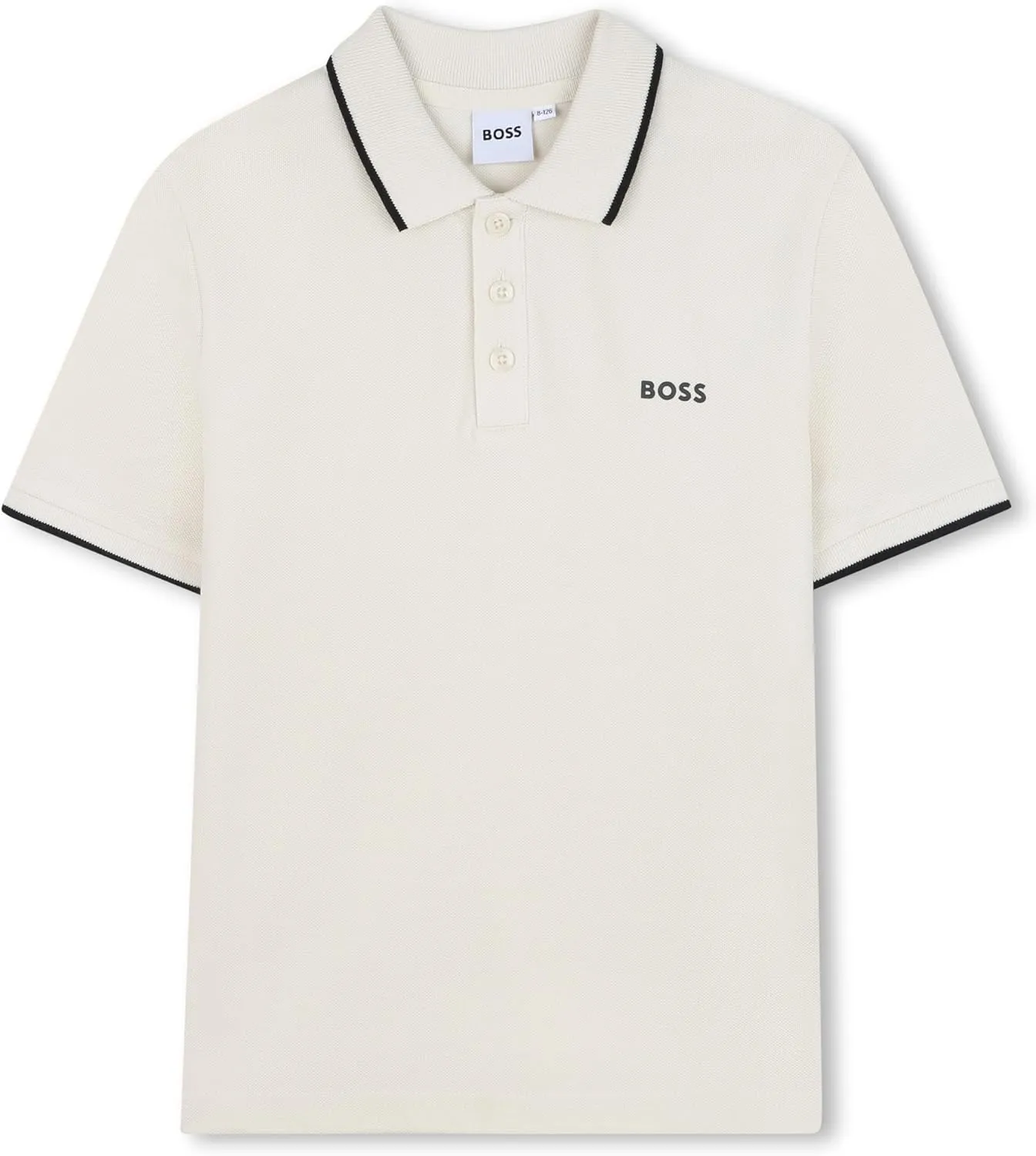 BOSS Boys Short Sleeve Knit Polo Shirt, Soft and Breathable, School Uniform with Striped Collar