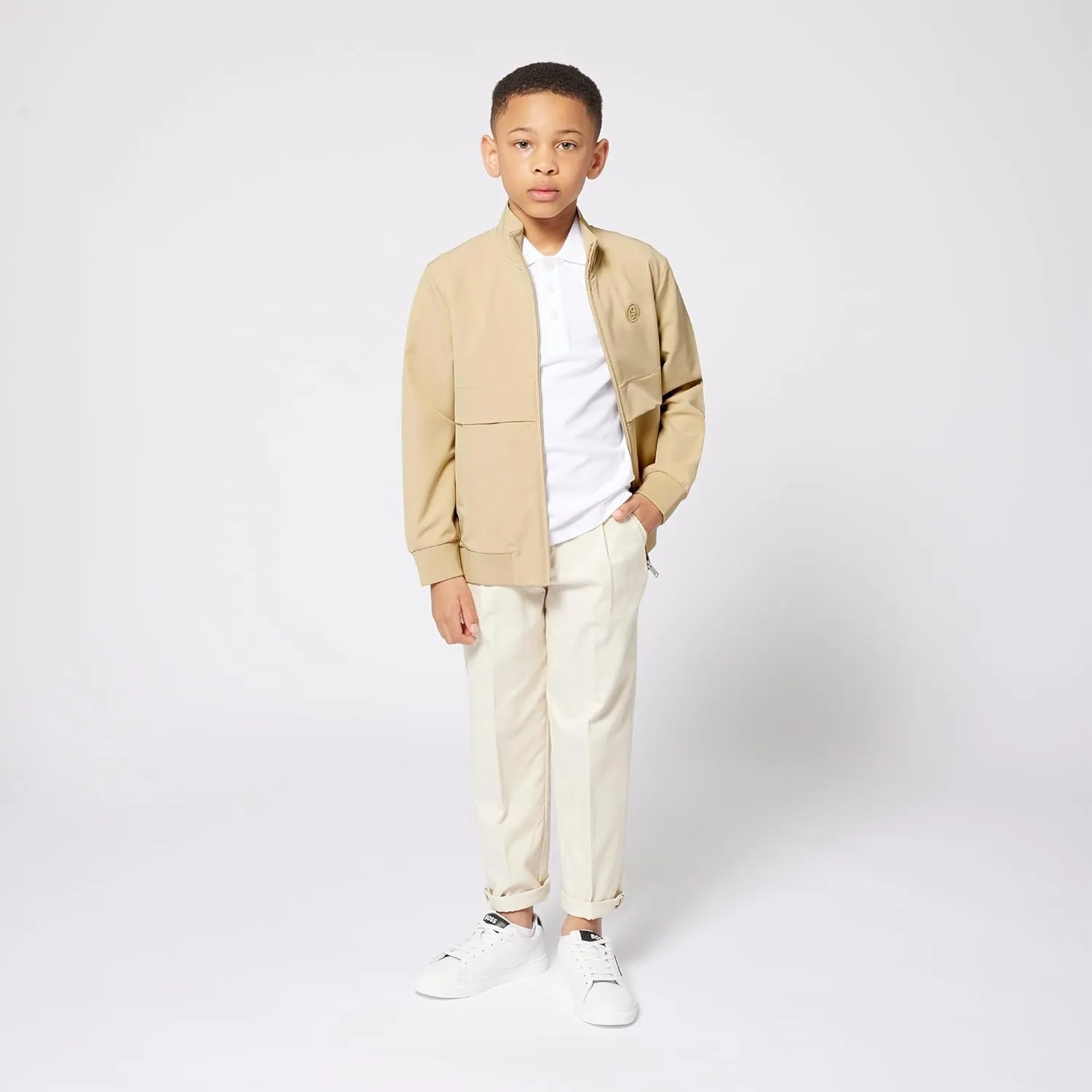 BOSS Boys Short Sleeve Knit Polo Shirt, Soft and Breathable, School Uniform with Striped Collar