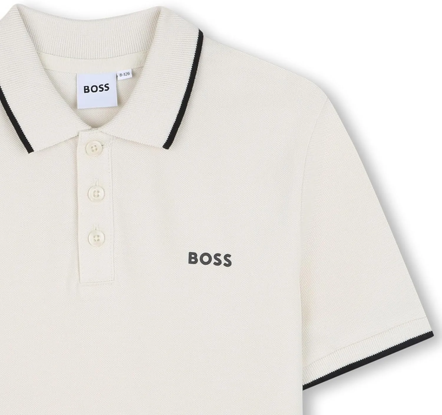 BOSS Boys Short Sleeve Knit Polo Shirt, Soft and Breathable, School Uniform with Striped Collar