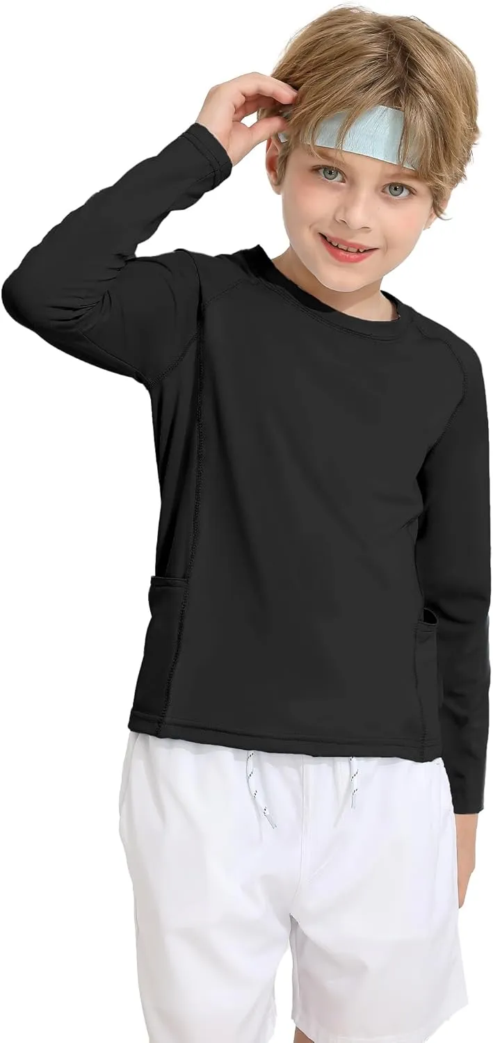 Boys Rash Guard Shirts UPF 50  Long Sleeve Girls UV Sun Protection Athletic Rash Guard Rashguard Swim Shirt