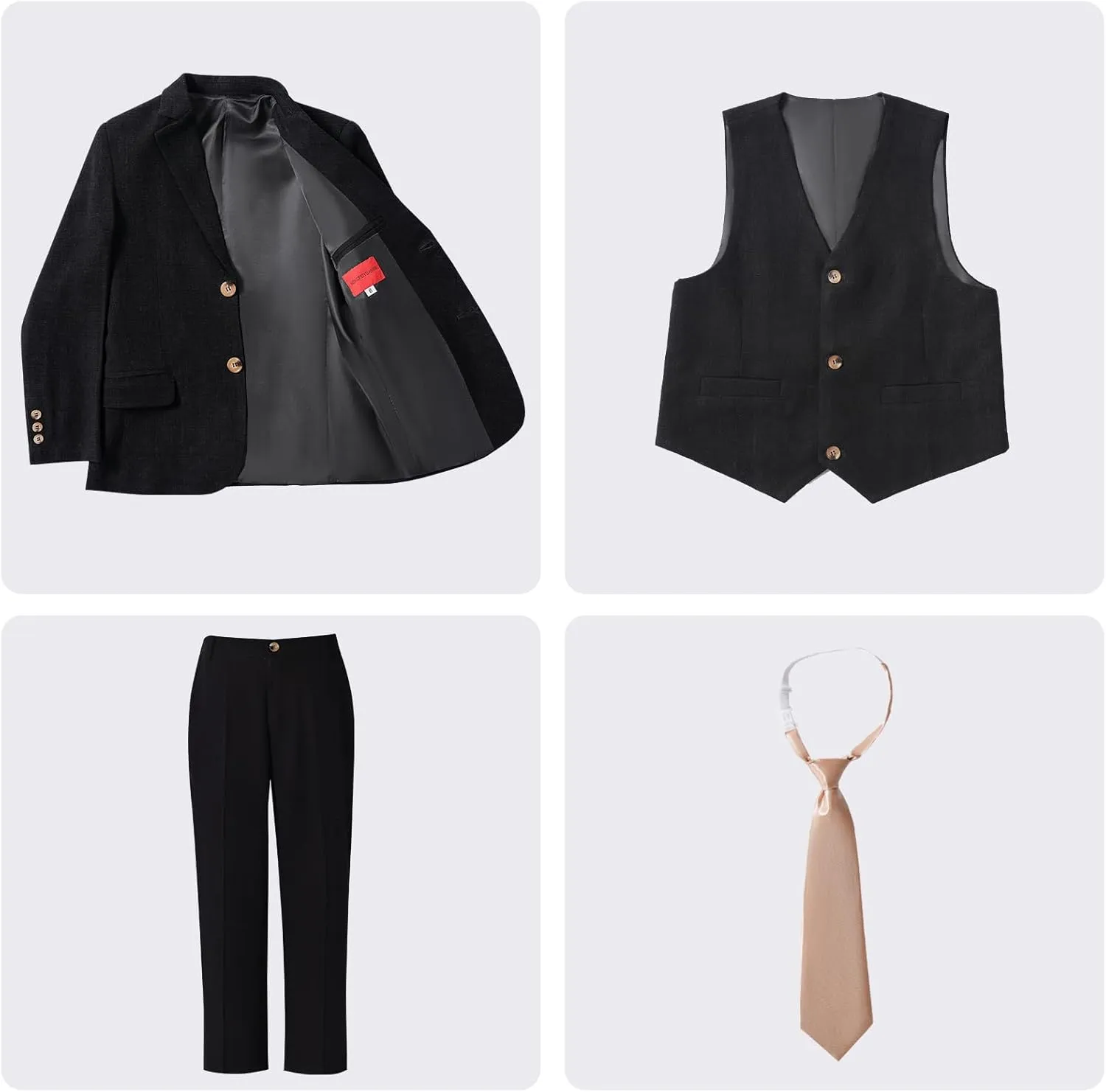 Boys Suit Linen Breathable 3 Piece Summer Slim Fit Kids Linen Suit Teen Blazer Vest Pant Set