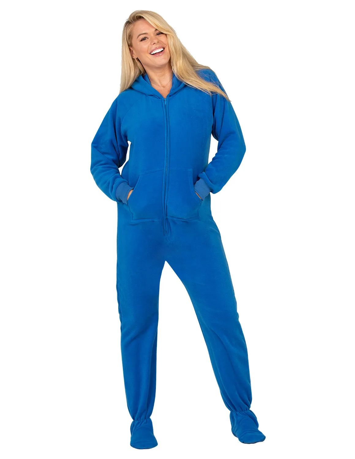 Brilliant Blue Adult Hoodie Fleece Onesie