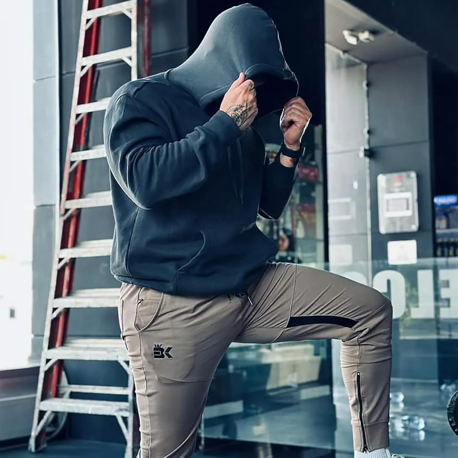 BROKIG Mens Gym Jogger Pants,Casual Slim Workout Sweatpants with Zipper Pockets Bodybuilding Athletic Pants