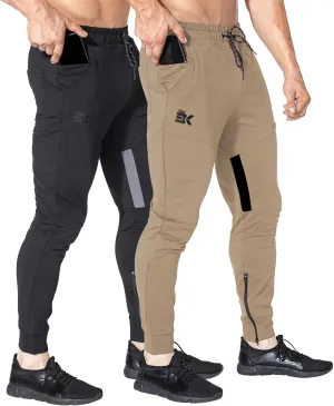 BROKIG Mens Gym Jogger Pants,Casual Slim Workout Sweatpants with Zipper Pockets Bodybuilding Athletic Pants