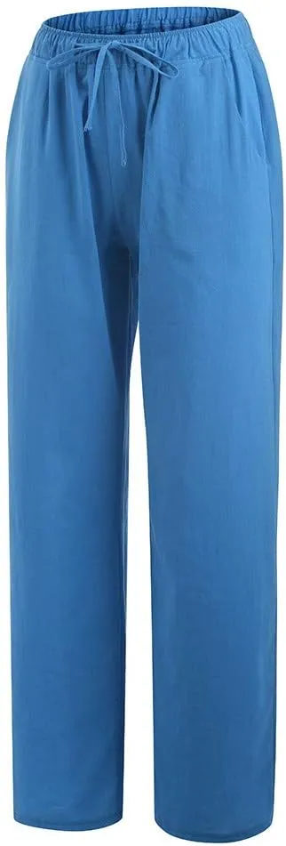 Business Casual Pants For Women Petite Lounge Long Workout Summer 2024 Trouser Wide Leg Pull On Linen Sweatpants