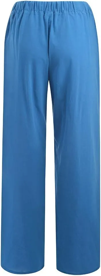 Business Casual Pants For Women Petite Lounge Long Workout Summer 2024 Trouser Wide Leg Pull On Linen Sweatpants