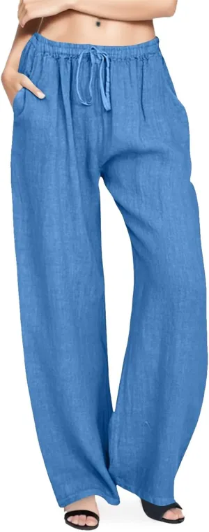 Business Casual Pants For Women Petite Lounge Long Workout Summer 2024 Trouser Wide Leg Pull On Linen Sweatpants