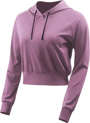 CADMUS Women's Workout Long Sleeve Shirts with Hoodie Sweatshirt Running Crop Top