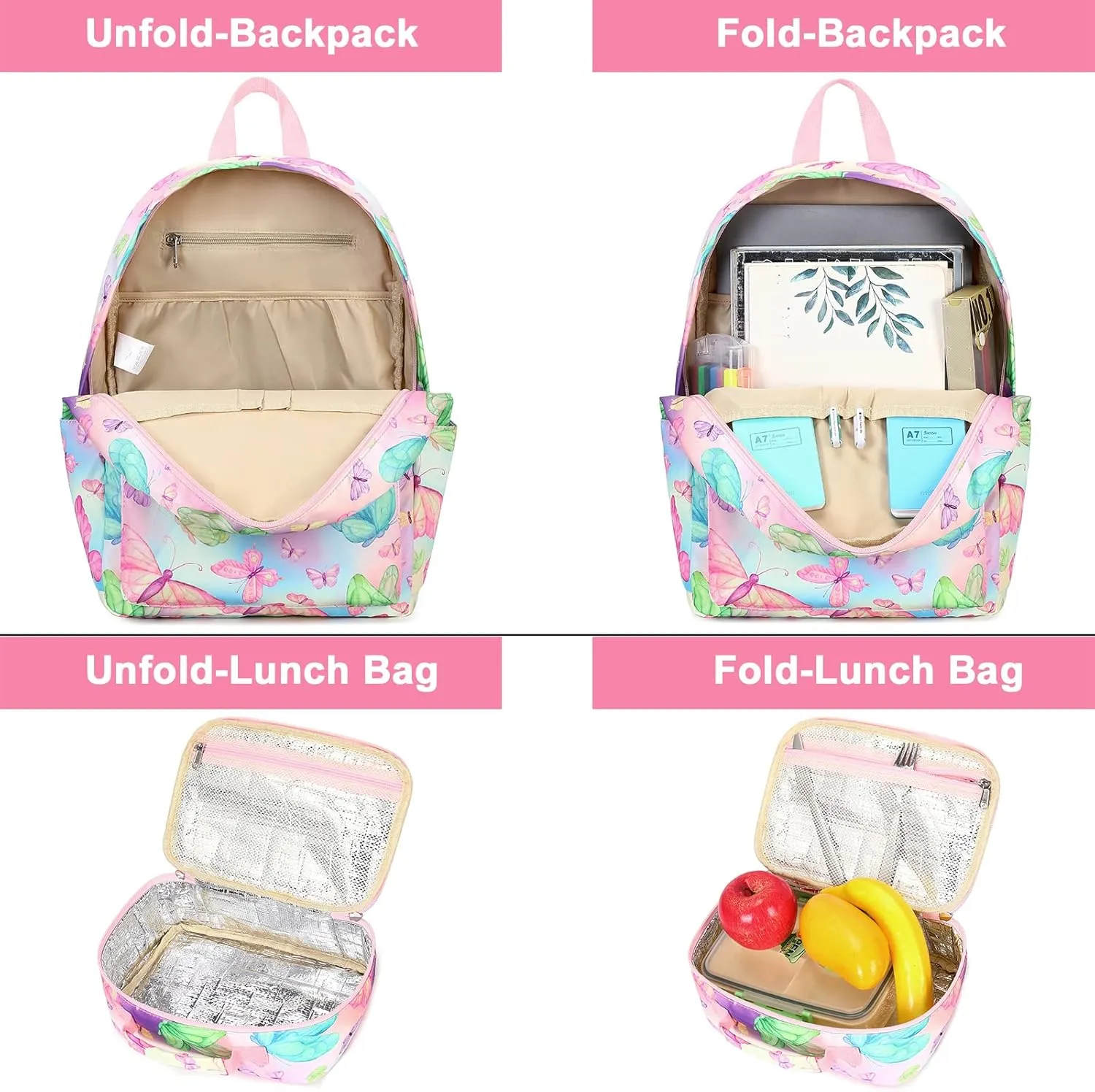 CAMTOP Backpack for Girls Boys Kids School Backpack with Lunch Box Preschool Kindergarten BookBag Set