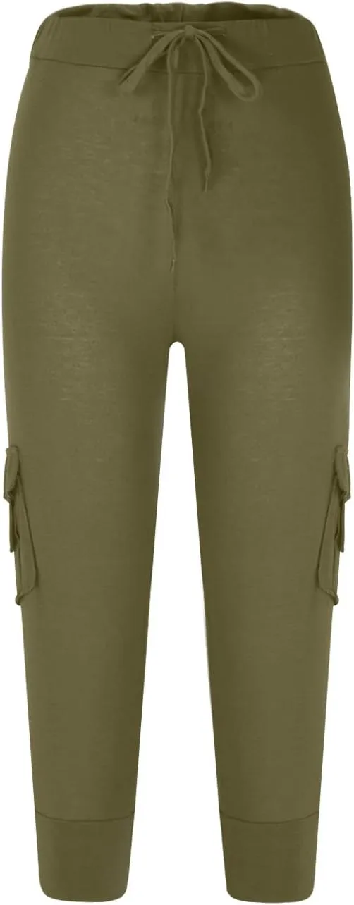 Capri Pants for Women 2024 Summer Casual Capri Leggings Lightweight High Wasit Stretch Cropped Trousers with Pockets