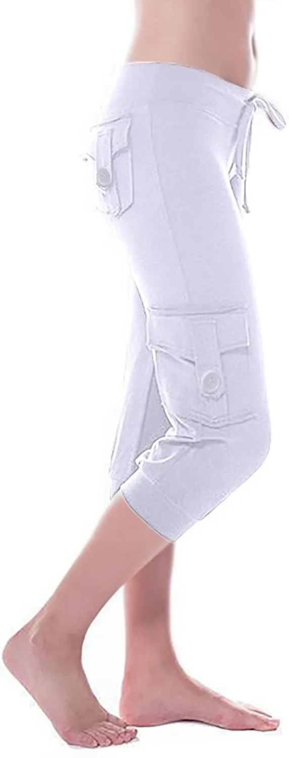 Capri Pants for Women 2024 Summer Casual Capri Leggings Lightweight High Wasit Stretch Cropped Trousers with Pockets