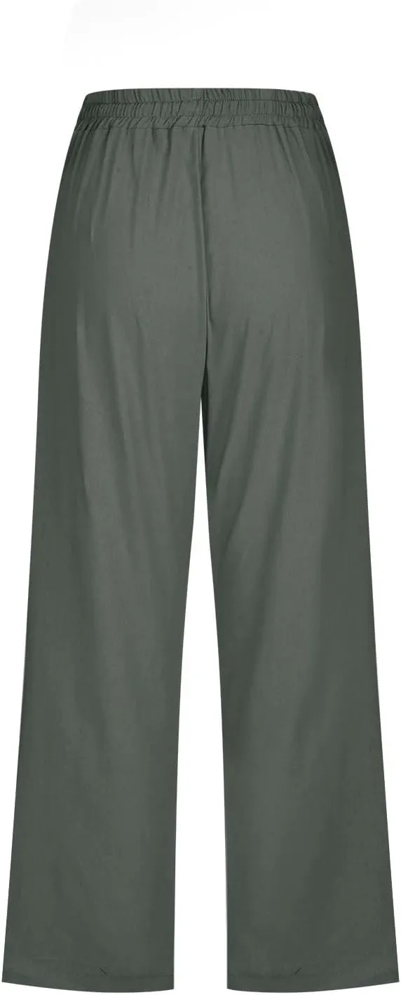 Capri Pants for Women 2024 Summer Casual Capri Leggings Lightweight High Wasit Stretch Cropped Trousers with Pockets
