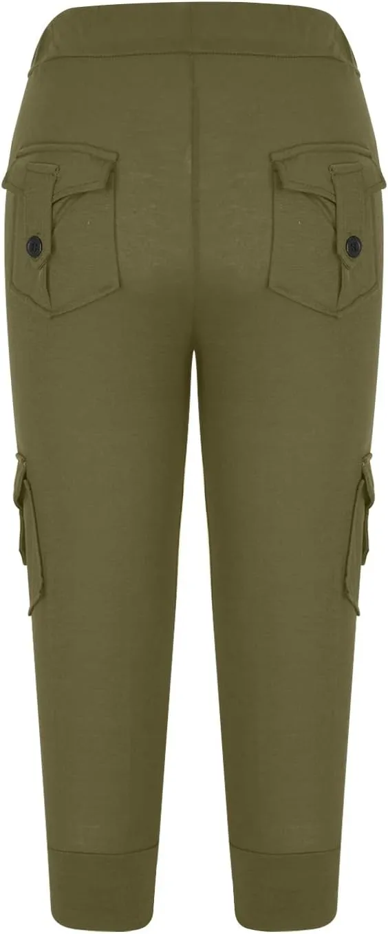 Capri Pants for Women 2024 Summer Casual Capri Leggings Lightweight High Wasit Stretch Cropped Trousers with Pockets
