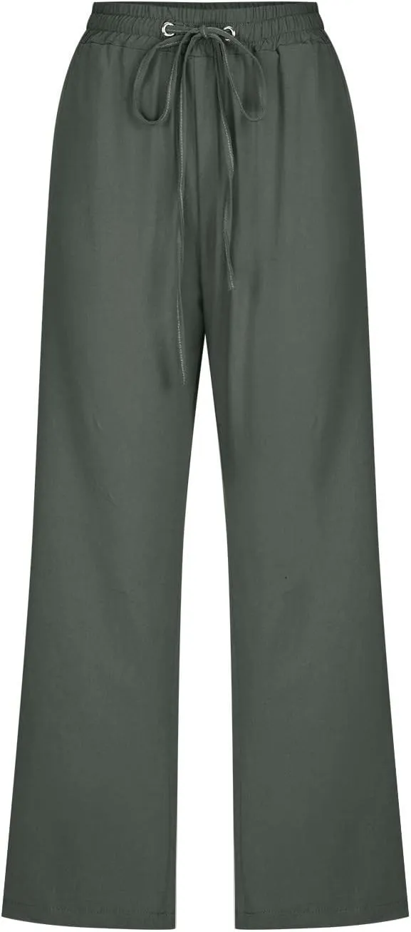 Capri Pants for Women 2024 Summer Casual Capri Leggings Lightweight High Wasit Stretch Cropped Trousers with Pockets