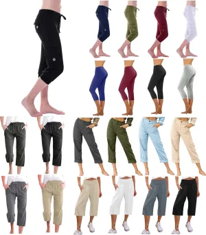 Capri Pants for Women 2024 Summer Casual Capri Leggings Lightweight High Wasit Stretch Cropped Trousers with Pockets
