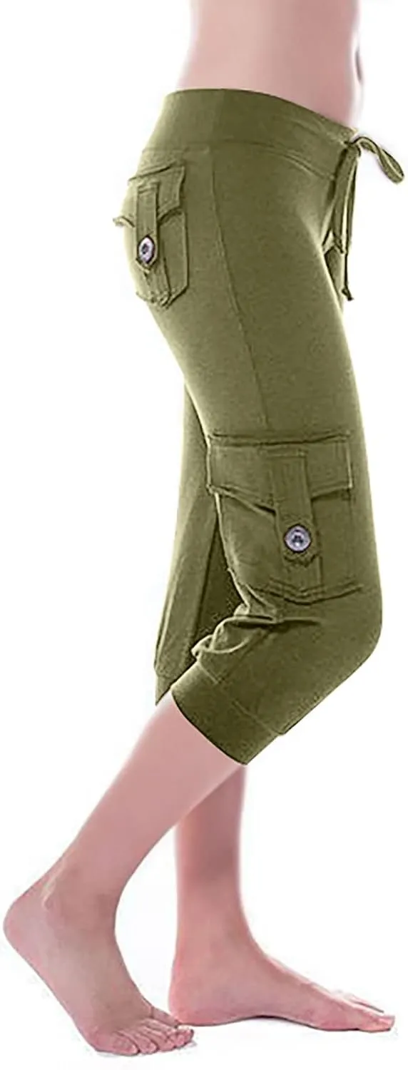 Capri Pants for Women 2024 Summer Casual Capri Leggings Lightweight High Wasit Stretch Cropped Trousers with Pockets