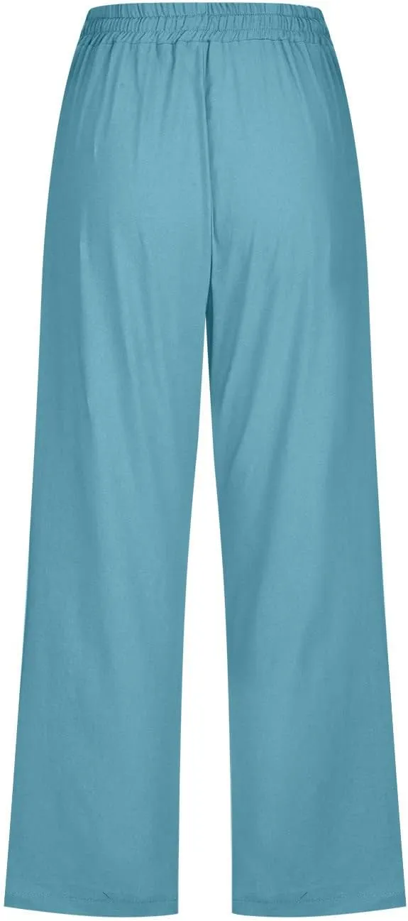 Capri Pants for Women 2024 Summer Casual Capri Leggings Lightweight High Wasit Stretch Cropped Trousers with Pockets