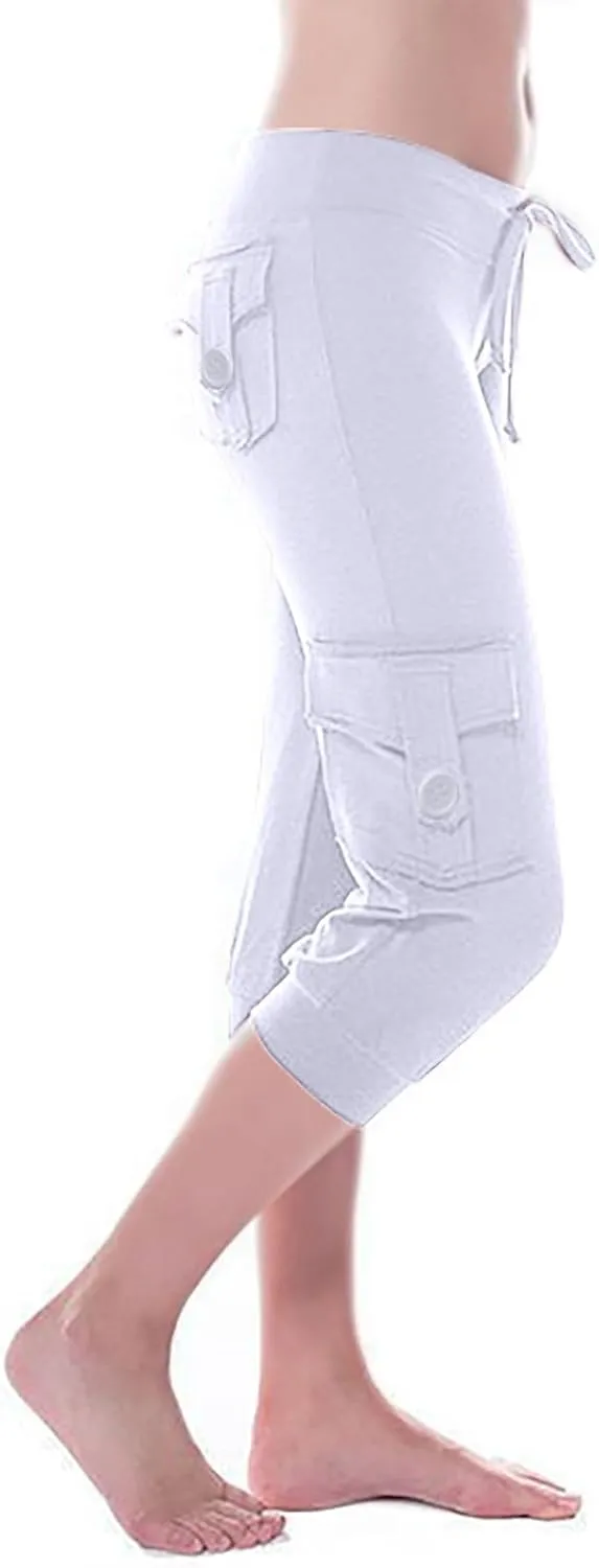 Capri Pants for Women 2024 Summer Casual Capri Leggings Lightweight High Wasit Stretch Cropped Trousers with Pockets