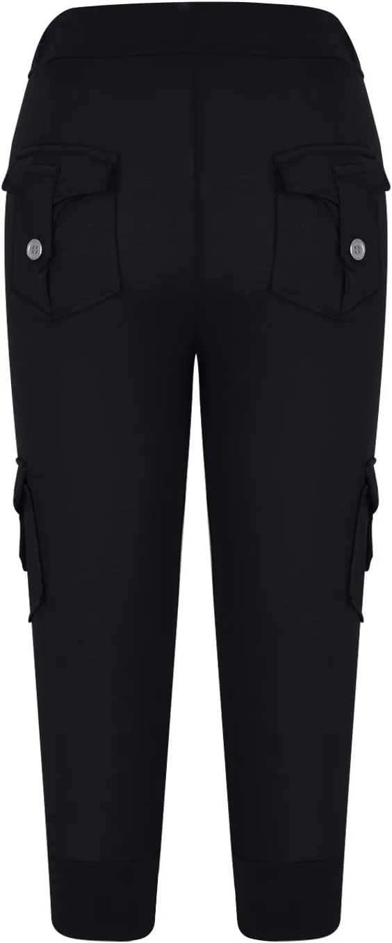 Capri Pants for Women 2024 Summer Casual Capri Leggings Lightweight High Wasit Stretch Cropped Trousers with Pockets