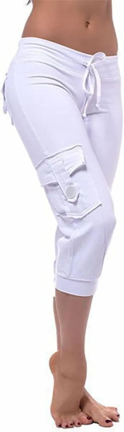 Capri Pants for Women 2024 Summer Casual Capri Leggings Lightweight High Wasit Stretch Cropped Trousers with Pockets
