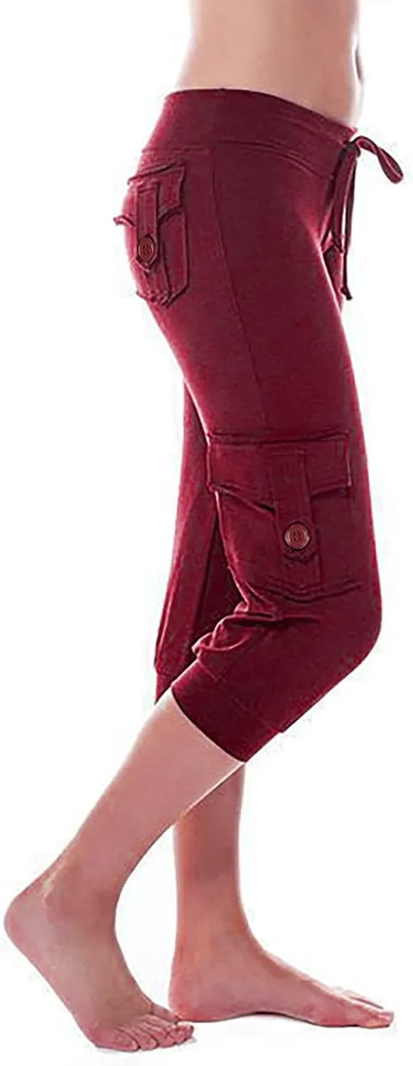Capri Pants for Women 2024 Summer Casual Capri Leggings Lightweight High Wasit Stretch Cropped Trousers with Pockets