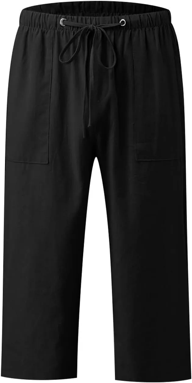 Capri Pants for Women High Waisted Drawstring Linen Pants Summer Capris Wide Leg Pant Casual Palazzo Pant