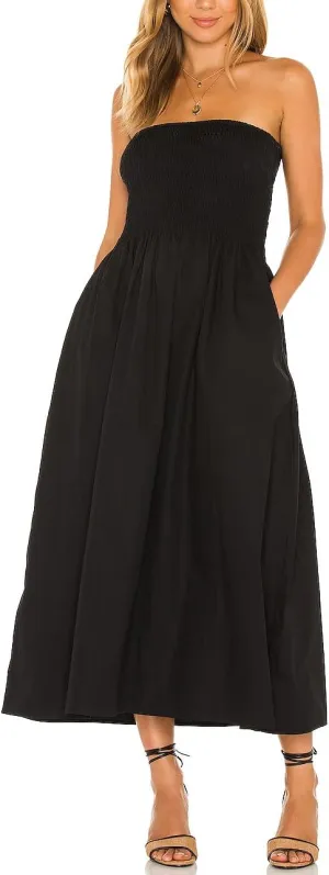 Capuffy Women's Strapless Boho Beach Dress Sleeveless Tube 2025 Summer A Line Sundress with Pockets Flowy Swing Maxi Dress 33