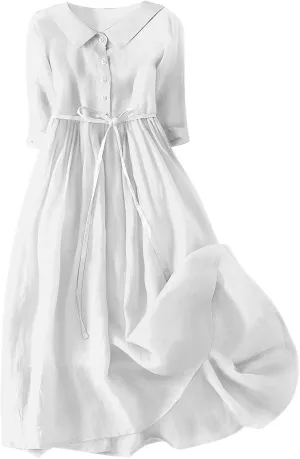 Ceboyel Women 2024 Floral Casual Summer Dresses Boho Cottagecore Dress Linen Long Maxi Dresses Trendy Beach Vacation Clothes