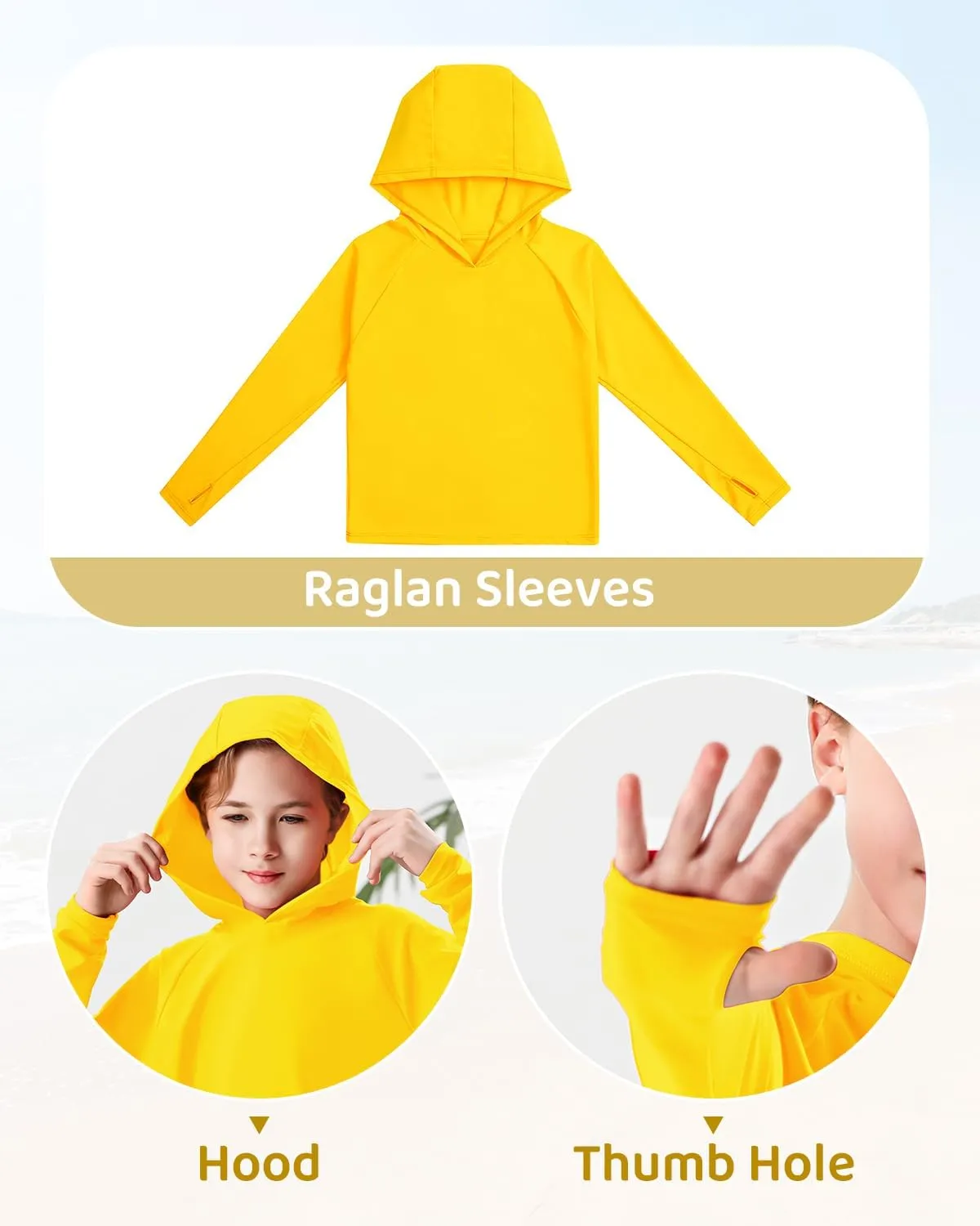 Century Star Long Sleeve Rash Guard Swim Shirts for Boys Toddler Kids UV Protection Fishing Hoodie with Thumb Hole