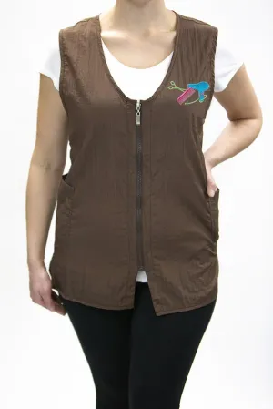 CHARLENE Long Zipper Stylist Vest with Personalization | High Fashion Hair Stylist Nylon Uniform | Water-Repellant Breathable