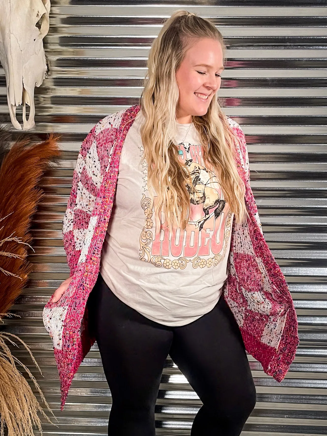Checkered Miley Dot Cardigan - Pink