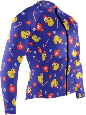 Christmas Rubber Duck Men's Cycling Jersey Moisture Wicking and Breathable Quick Dry with 3 Rear Pockets