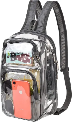 Clear Backpack Stadium Approved with Breathable Shoulder Straps, Clear Sling Bag for Stadium Work Concert Festival