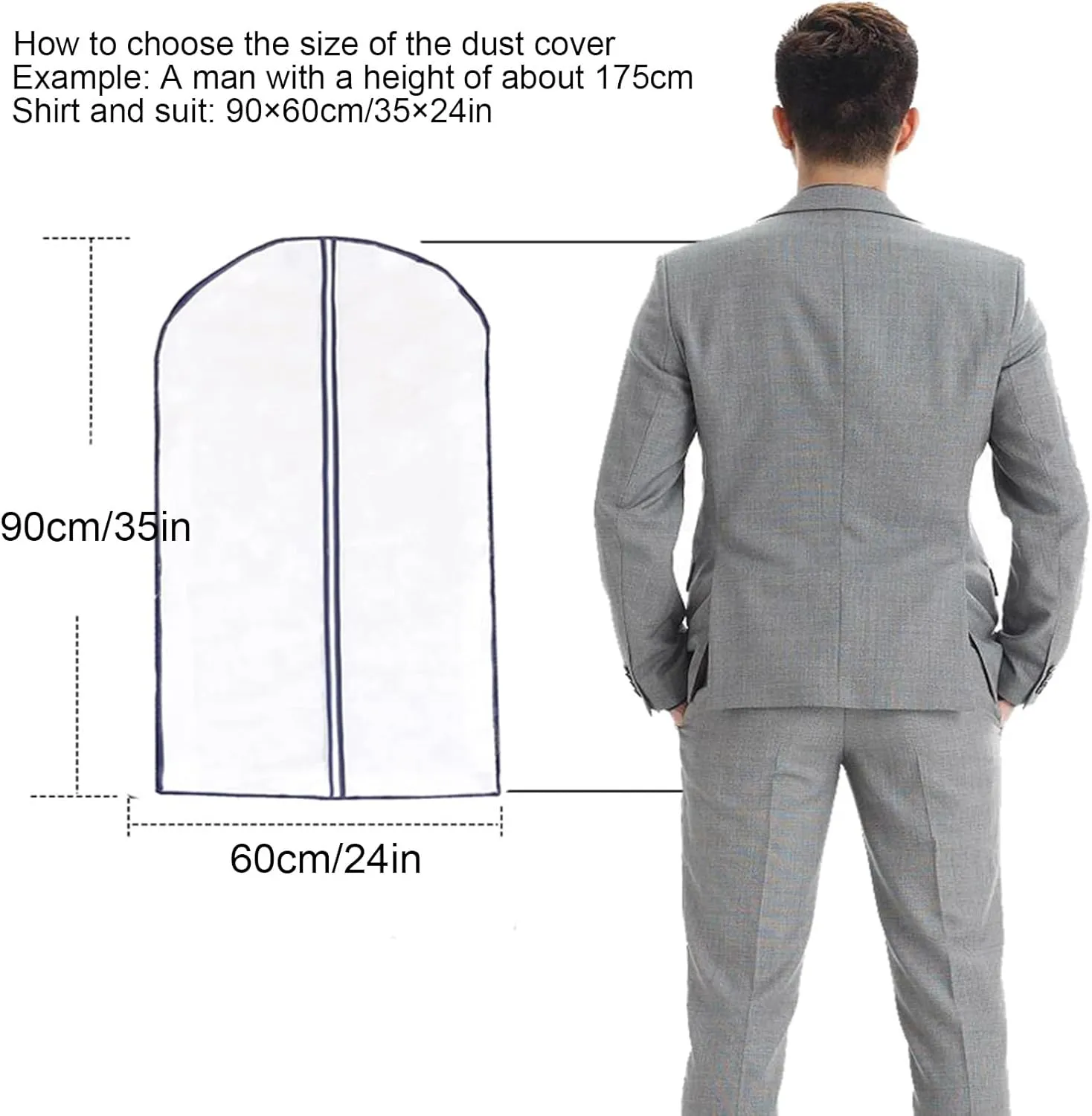 Clothes Cover, Hanging Garment Bag, Made of Non-woven Fabric with Zipper Design, Suitable for Wardrobe Storage(60x80cm x31in)