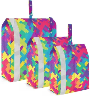 Color Irregular Puzzle 3 Set Travel Packing Cubes For Suitcases With Zipper Suitcase Organizer Bag Set Travel Organizer Bags Travel Essentials