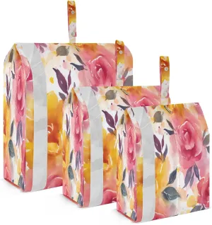 Colorful Flowers Leaves Packing Cubes for Suitcases 3 Set Lightweight Compression Luggage Packing Organizers for Carry on Suitcase Travel Essentials Luggage Organizer Bags Set